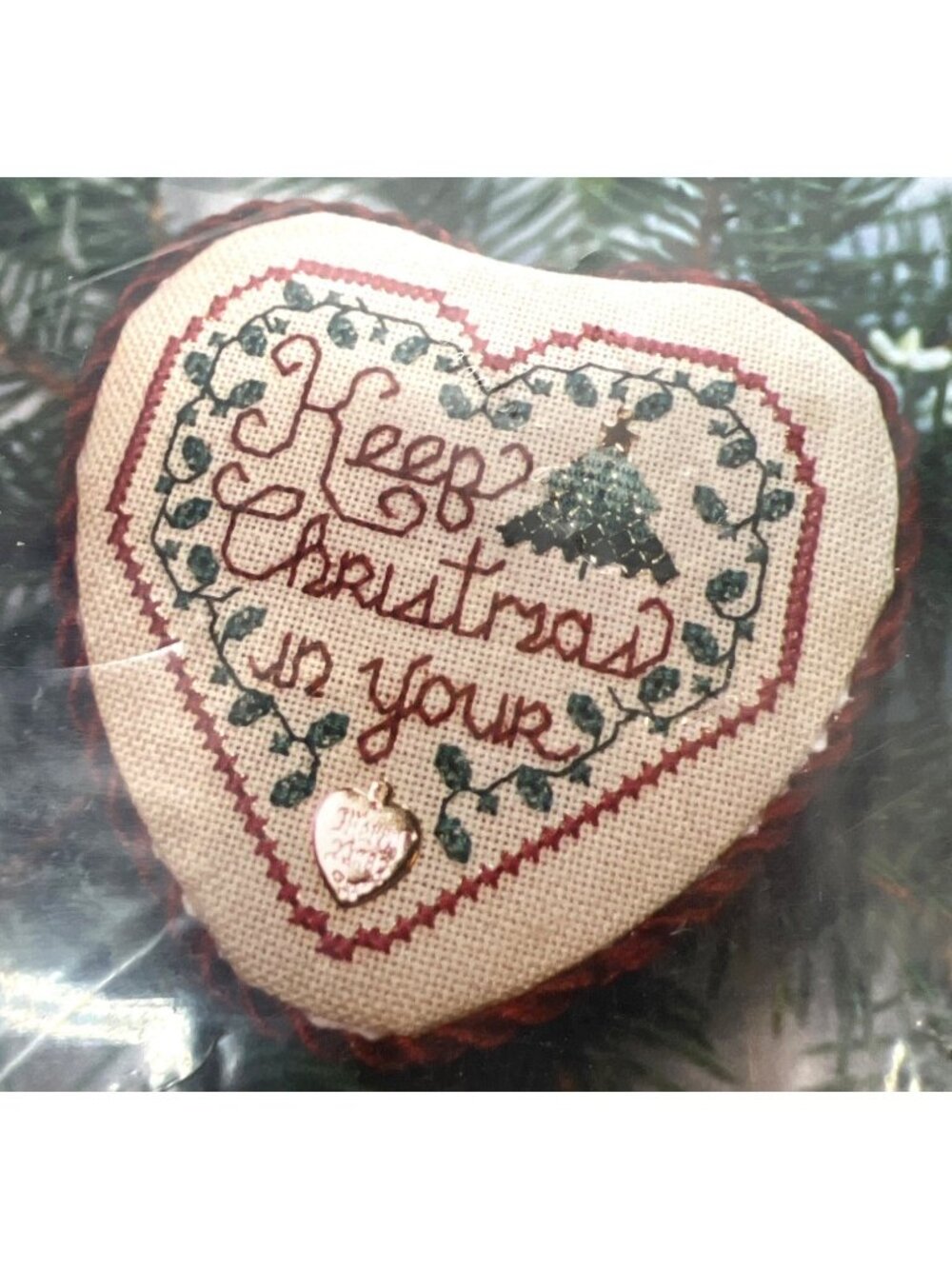 Decorative Tin Cover "Keep Christmas In Your Heart" Cross-Stitch Pattern Only